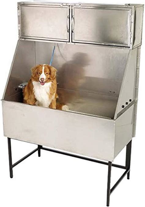 master equipment stainless steel overhead grooming tub cabinet|Master Equipment Overhead Dog Tub Cabinet.